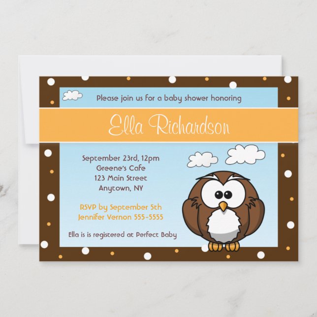 Cute Owl Baby Shower Invitation (Front)