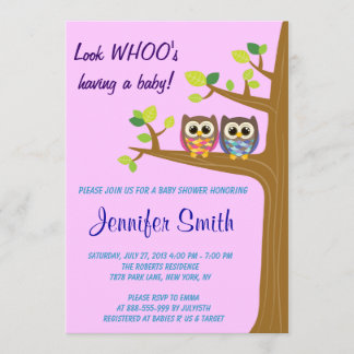 Cute Owl Baby Shower Invitation