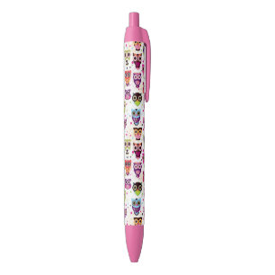 Cute owl background pattern for kids black ink pen