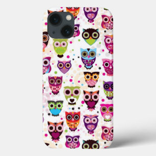 Cute owl background pattern for kids iPhone 13 case