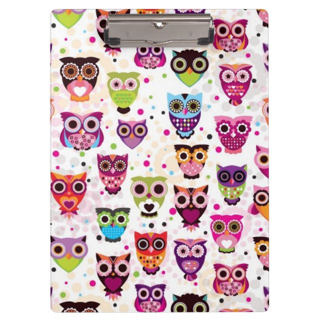 Cute owl background pattern for kids clipboard (Front)