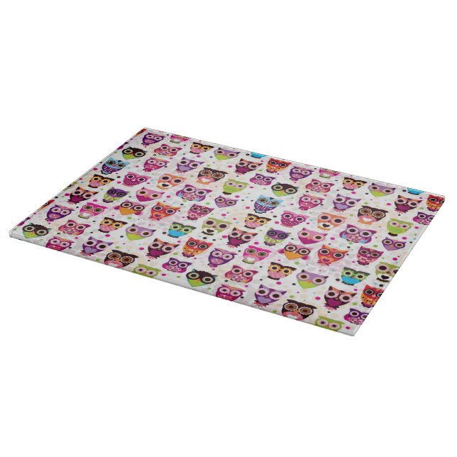 Cute owl background pattern for kids cutting board (Corner)