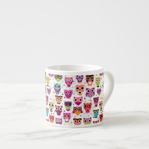 Cute owl background pattern for kids espresso cup