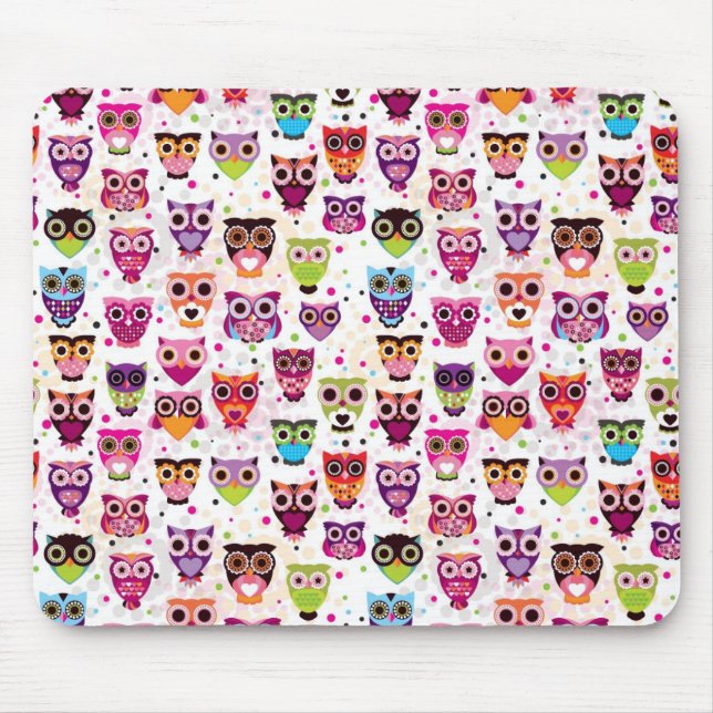 Cute owl background pattern for kids mouse mat (Front)