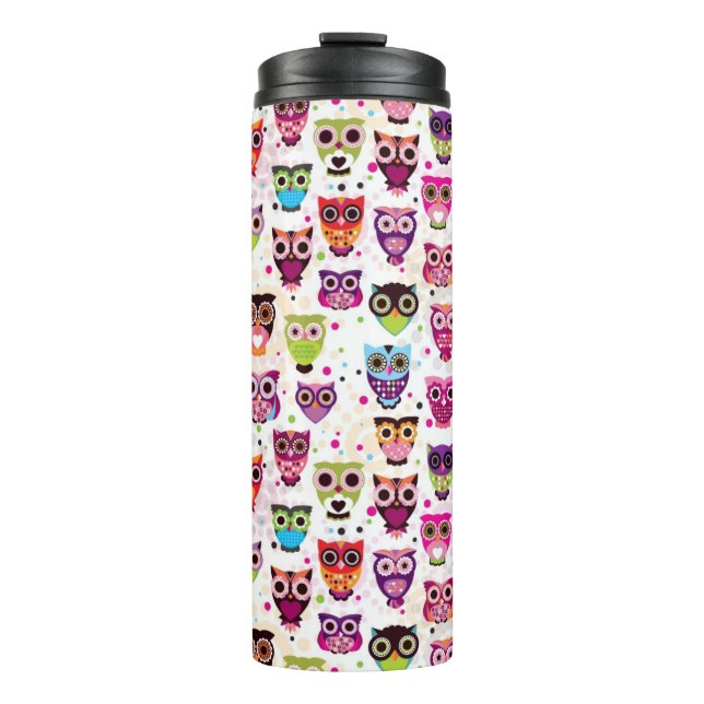 Cute owl background pattern for kids thermal tumbler (Front)