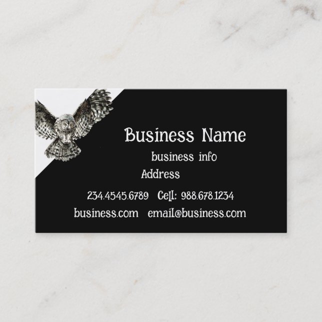 Cute Owl Bird  Animal, Wildlife, Nature  Business Card (Front)