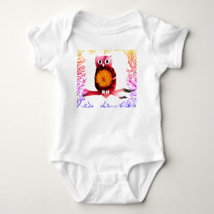 Cute Owl, Bird Baby Bodysuit