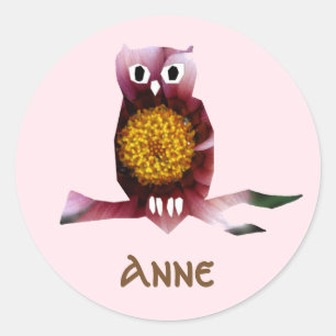 Cute Owl, Bird, Girl Party Custom Sticker