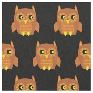 Cute Owl Bird Kid Baby Nursery Black Fabric