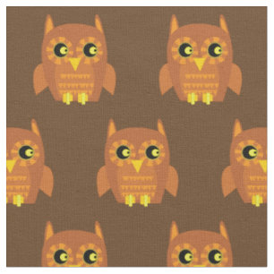 Cute Owl Bird Kid Baby Nursery Brown Fabric