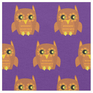 Cute Owl Bird Kid Baby Nursery Navy Purple Fabric