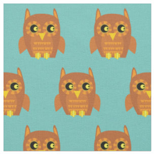Cute Owl Bird Kid Baby Nursery teal Fabric