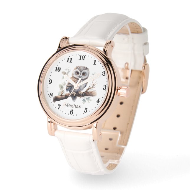 cute owl bird lovers add name  watch (Angle)
