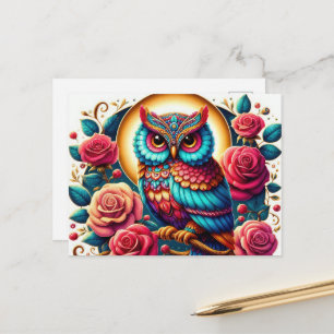 Cute owl bird lovers postcard