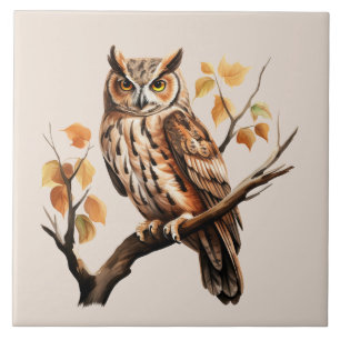 Cute owl bird lovers tile