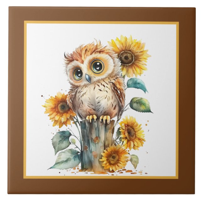 Cute owl bird lovers  tile (Front)