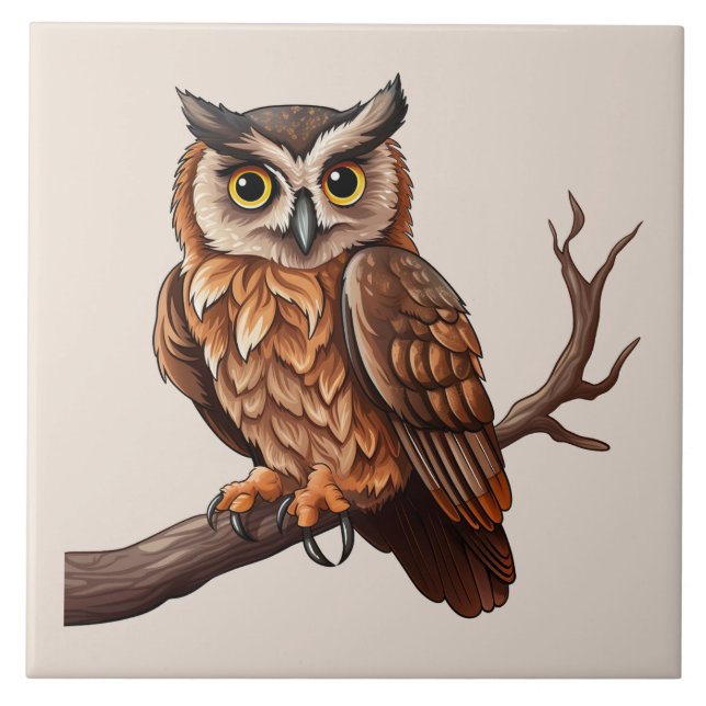 Cute owl bird lovers  tile (Front)