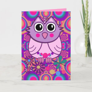 Cute Owl Birthday card with Text