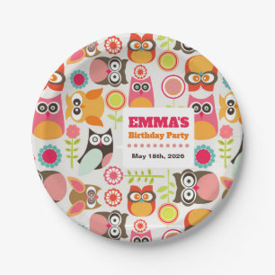 Cute Owl Birthday Invitation Hoot Hooray Birthday Paper Plate