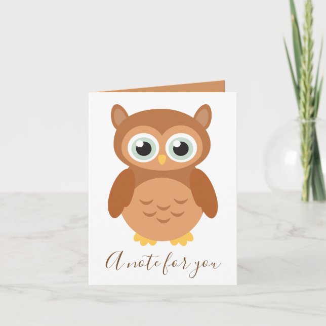 Cute Owl Blank Note Card (Front)