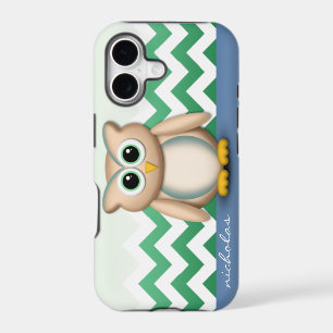 Cute Owl - Blue & Green Chevron iPhone 5 Case