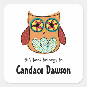 Cute Owl Bookplate Labels