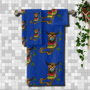 Cute Owl Books Bath Towel Set