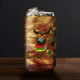 Cute Owl Books Can Glass