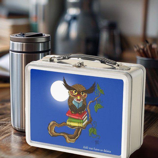 Cute Owl Books Metal Lunch Box (Creator Uploaded)