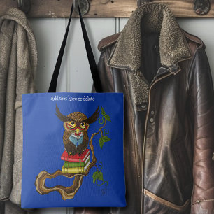 Cute Owl Books Tote Bag