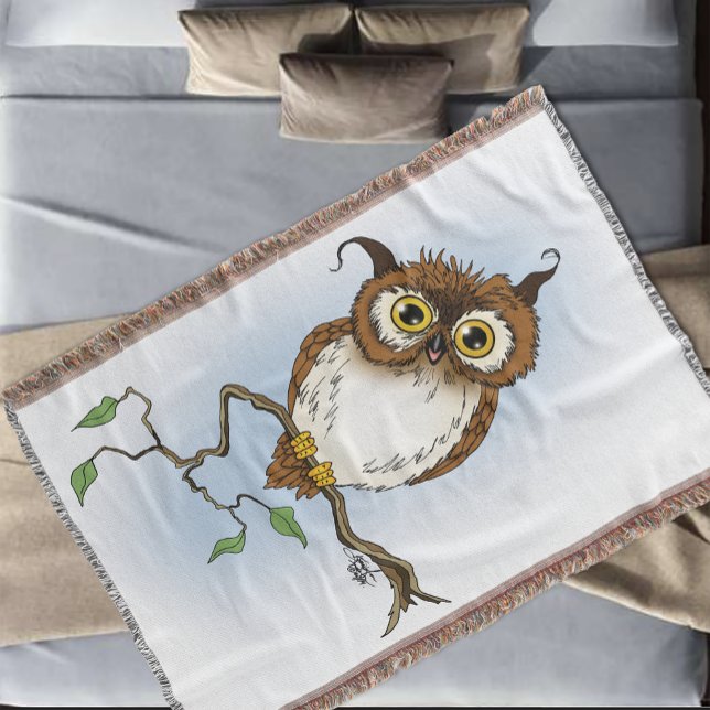 Cute Owl Brown Hoot Throw Blanket (Creator Uploaded)