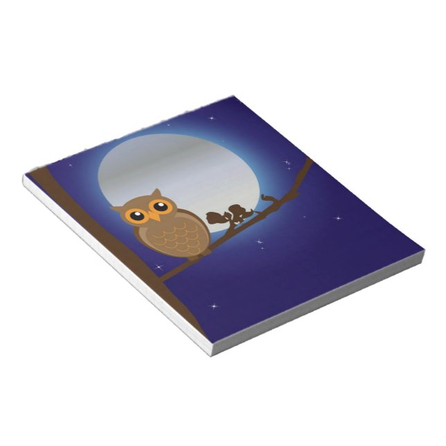Cute Owl By The Moonlight Notepad (Angled)