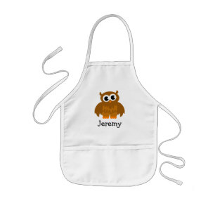 Cute owl cartoon apron for kids   Customise name