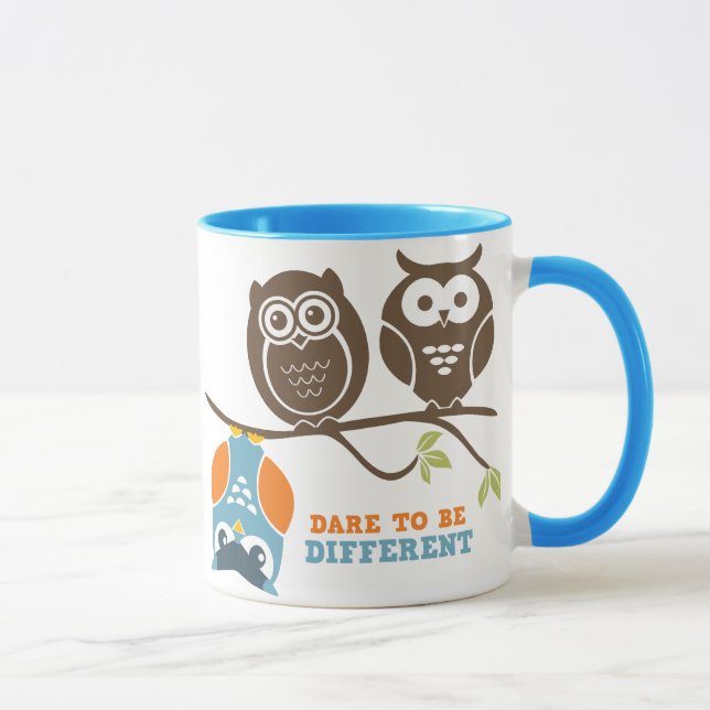 Cute Owl Cartoon Dare To Be Different Mug (Right)