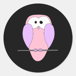 Cute Owl Cartoon. Pink Classic Round Sticker