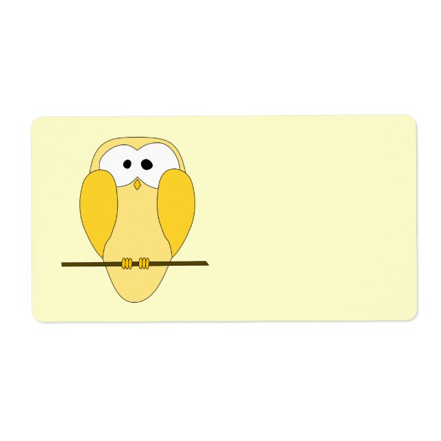 Cute Owl Cartoon. Yellow. (Front)