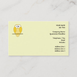 Cute Owl Cartoon. Yellow. Business Card