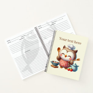 Cute owl chef lovers recipe Notebook