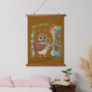  Cute Owl-chemy Lab Fun   Nerdy Scientist Chemist Hanging Tapestry
