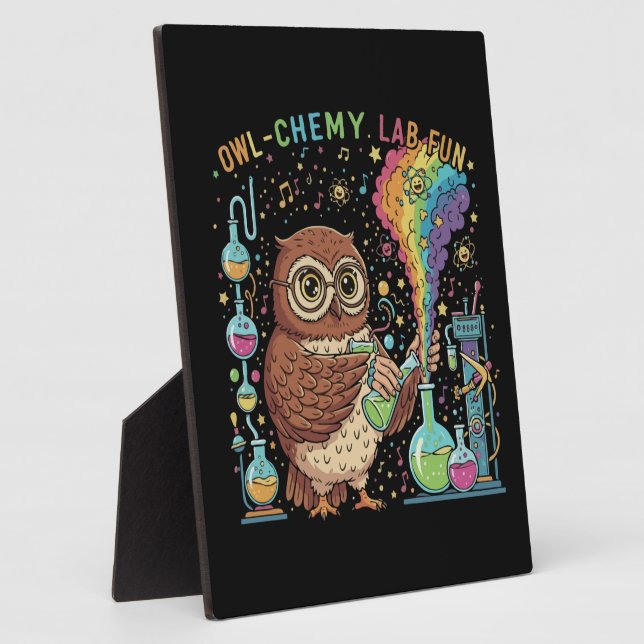  Cute Owl-chemy Lab Fun | Nerdy Scientist Chemist Plaque (Side)
