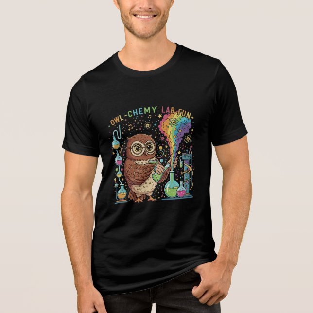  Cute Owl-chemy Lab Fun | Nerdy Scientist Chemist Tri-Blend Shirt (Front)