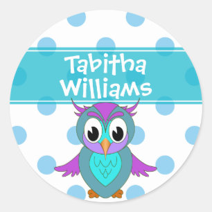 Cute Owl Children's Personalised Classic Round Sticker