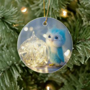 Cute owl christmas ceramic tree decoration