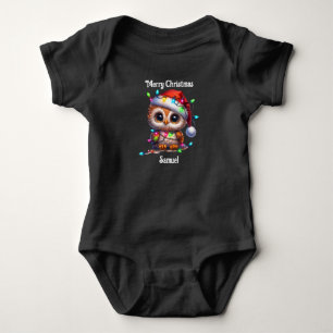 cute owl Christmas holiday baby bodysuit T-Shirt