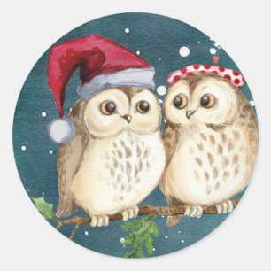 Cute Owl Christmas Stickers Envelope Seals