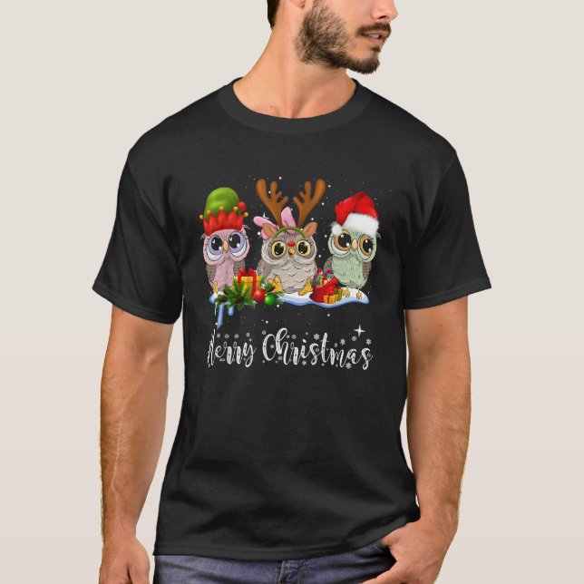 Cute Owl Christmas  T-Shirt (Front)
