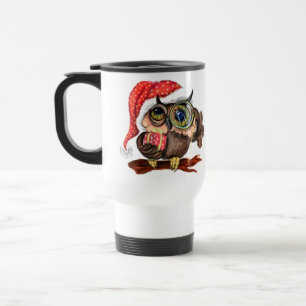 Cute Owl Christmas Travel Mug