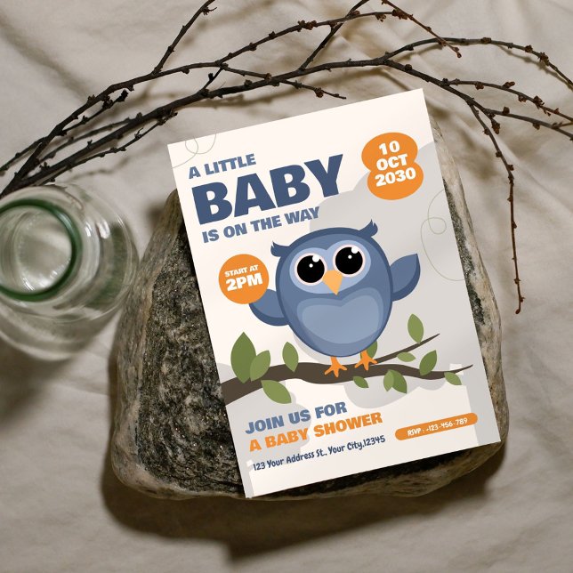 Cute Owl Classic Baby Shower Invitation (Creator Uploaded)