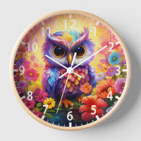 Cute Owl Colourful Bright Floral Kids Girly