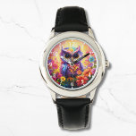 Cute Owl Colourful Bright Floral Kids Girly Watch<br><div class="desc">Cute Owl Colourful Bright Floral Kids Girly Watches features a bright and colourful cute owl with flowers. Created by Evco Studio www.zazzle.com/store/evcostudio</div>
